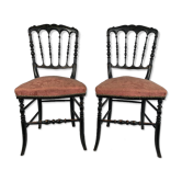 Pair of blackened wooden chairs Napoleon III era