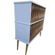 Vintage mint blue wooden display cabinet / storage system for vinyl records