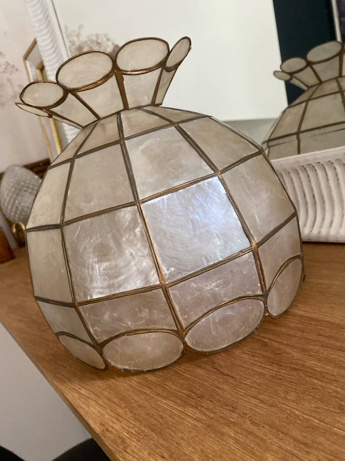 Mother-of-pearl and brass lampshade