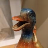 Pichet canard en barbotine signé St Clément