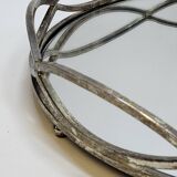 Round Tray In Silver Metal And Mirror