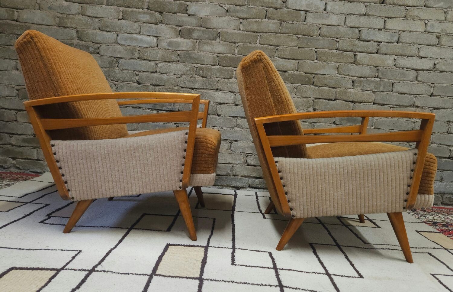 Pair of corduroy armchairs from the 1950s