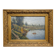 Oil on panel antique – waterside landscape – antique gilded frame