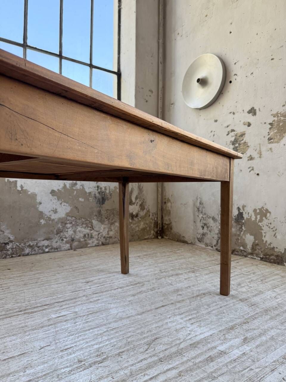 Cherry farmhouse table with spindle legs, 1950s