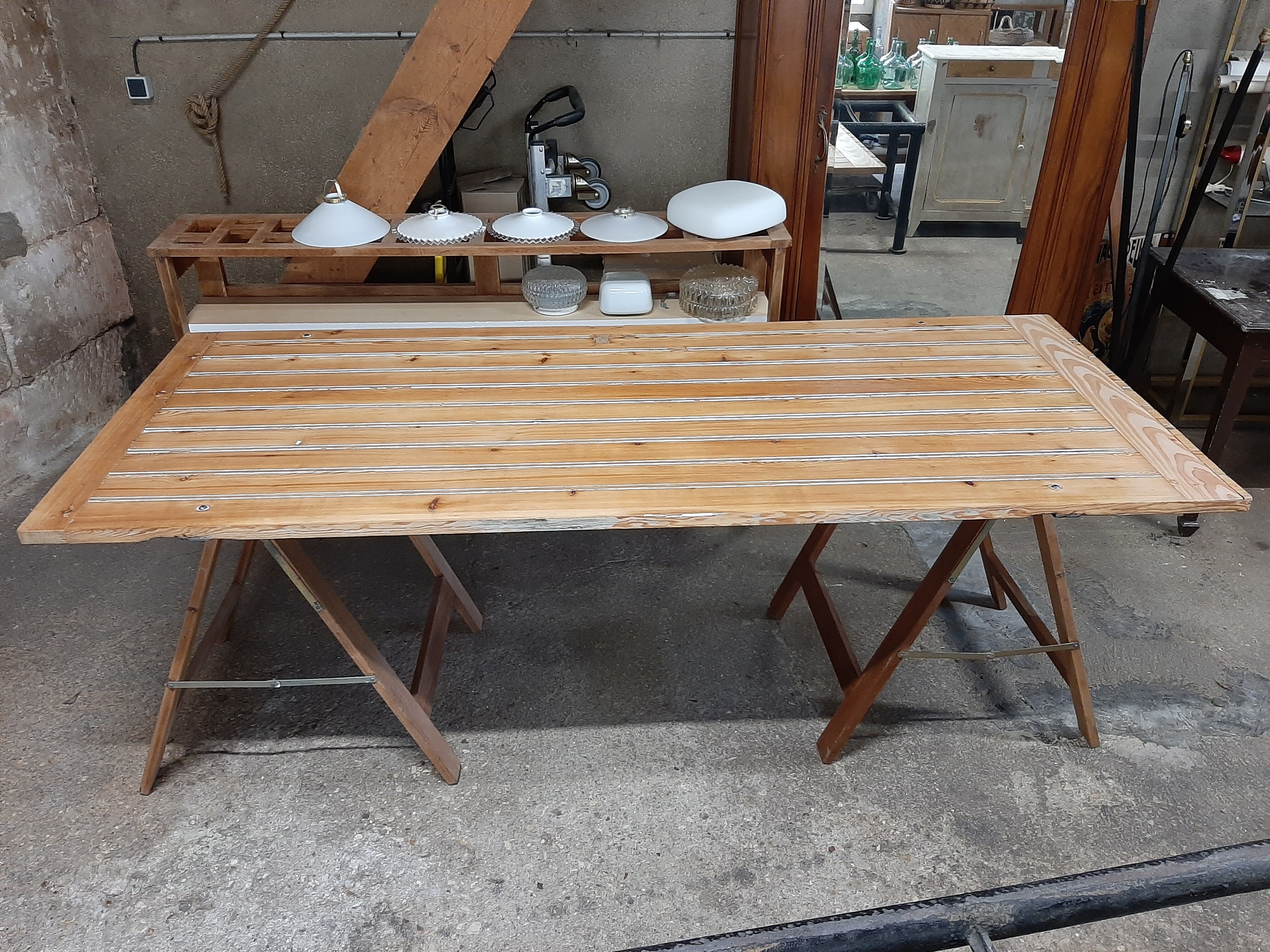 Farm table on trestles