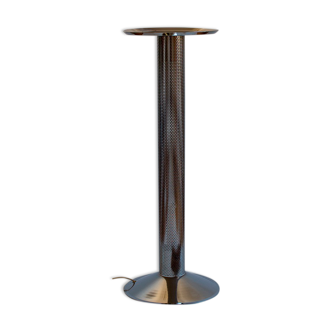 Cylindrical metal floor lamp or luminous pedestal table in perforated metal, Ikea, 80s