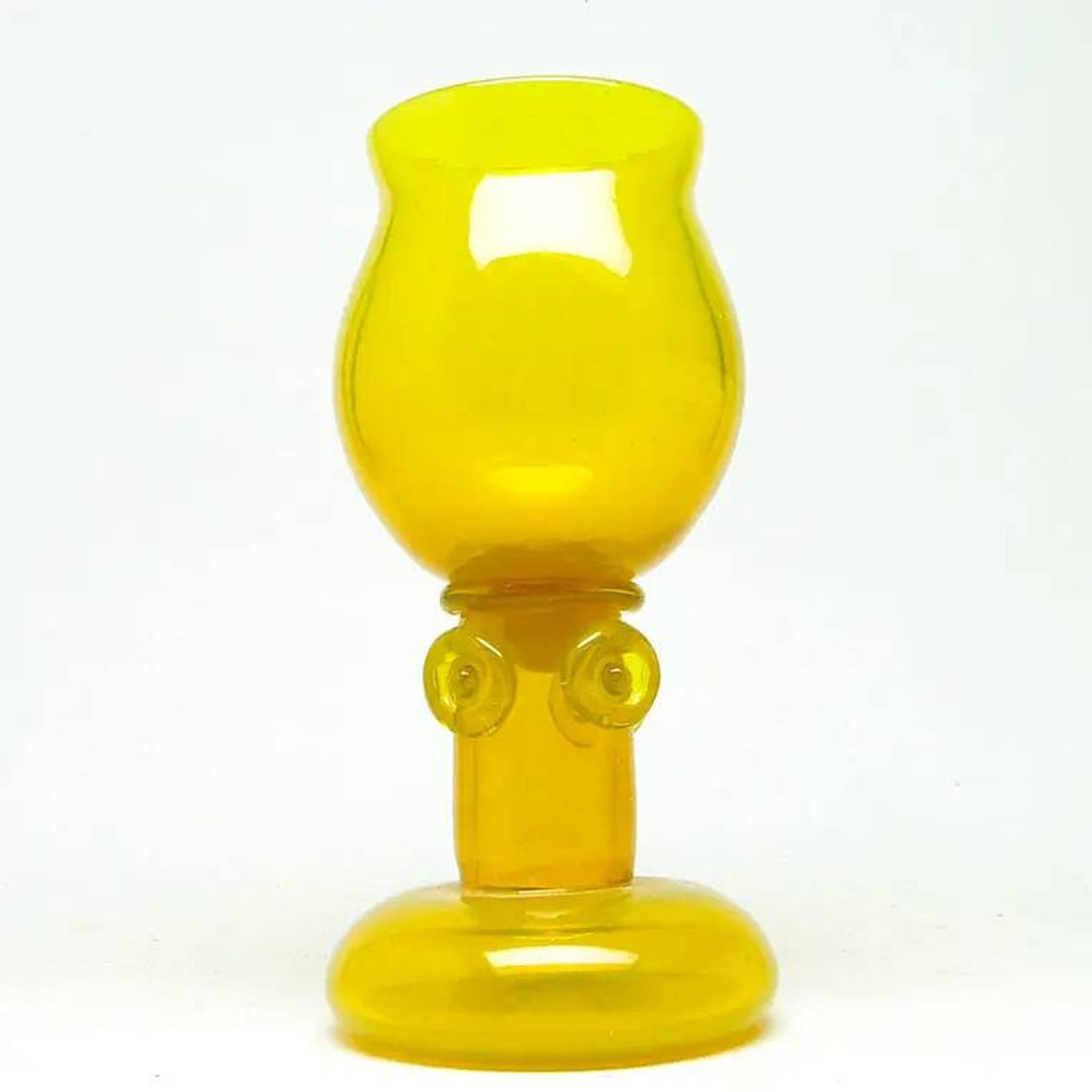 Modernism vase, yellow glass, designed by J. Słuczan-Orkusz, Poland, 1970s