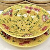 Old Sarreguemines barbotine fruit bowl salad bowl circa 1920