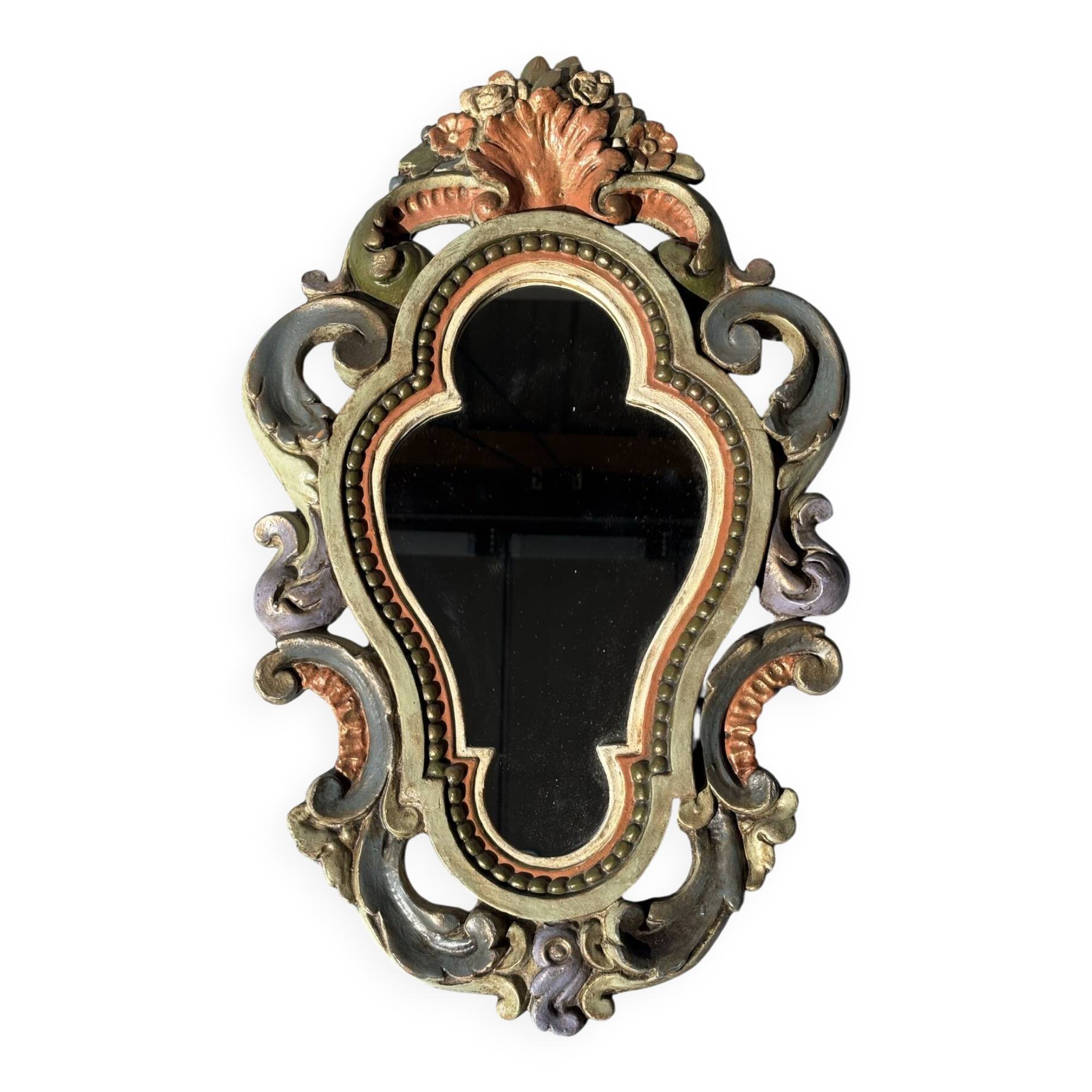 Miroir florentin vintage polychrome – Italie, années 1950