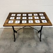Table bistro fer et bois revêtue des carreaux céramique