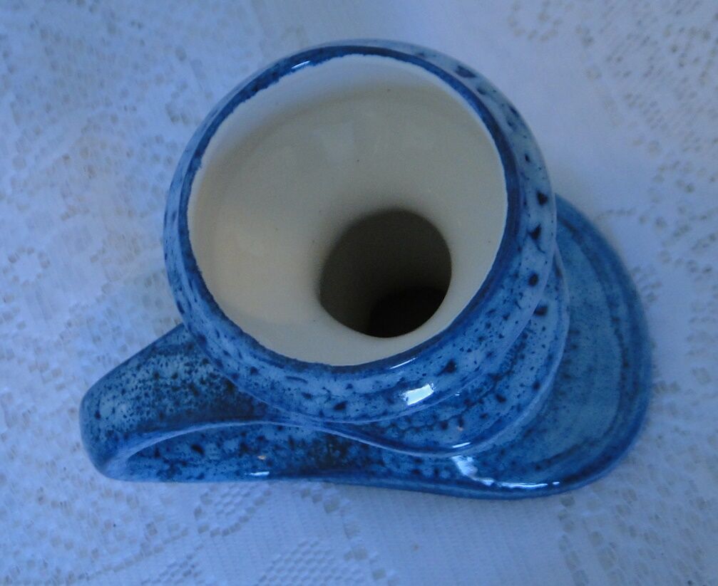 Vase with handle in turquoise blue glazed ceramic signed Loic Carnac