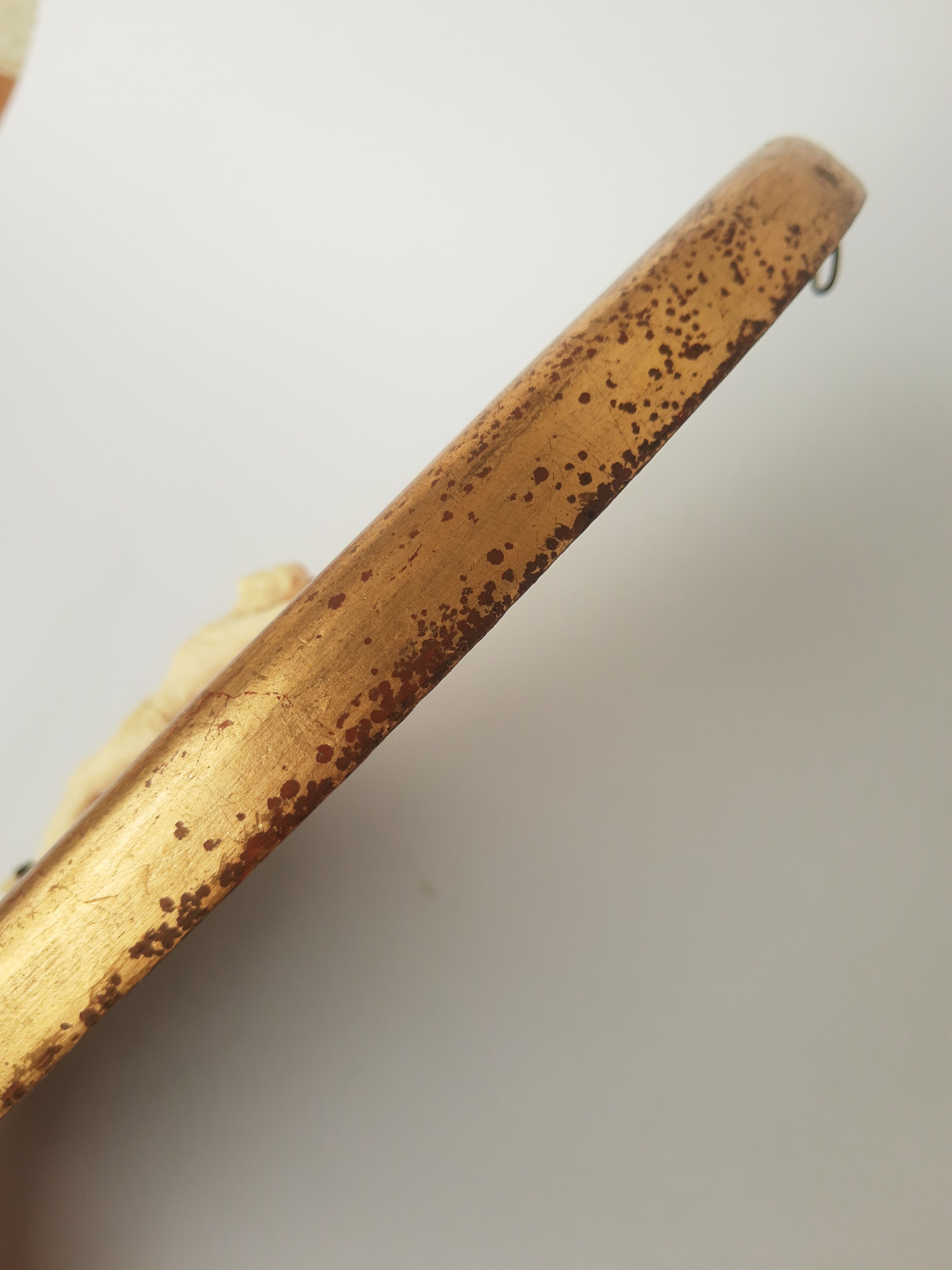 Vintage burgundy vet oval religious frame