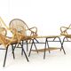 Set of 3 rattan chairs + coffee table - mid century dutch design
