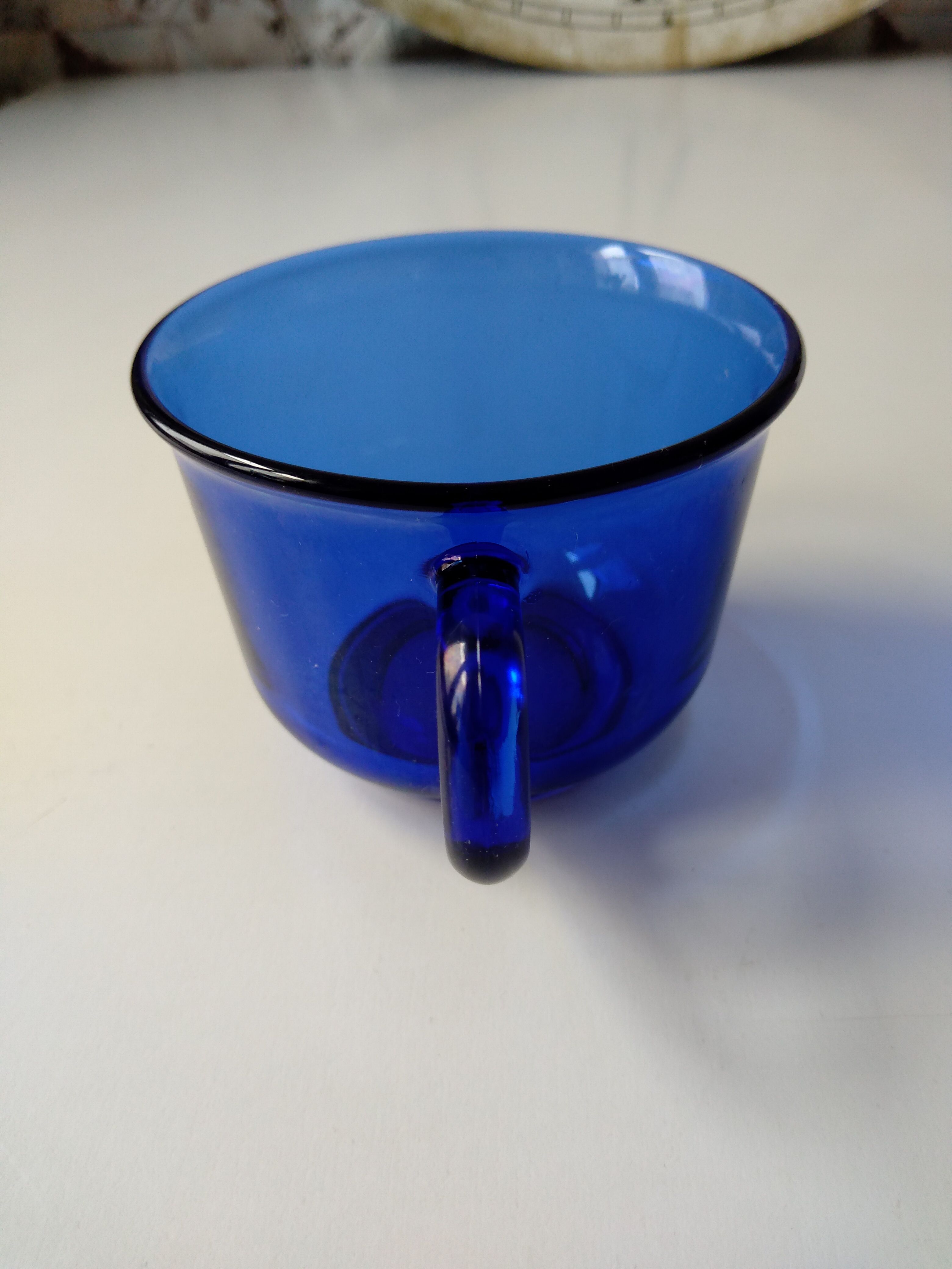 Set of 6 vintage arcoroc transparent Indigo blue glass cups