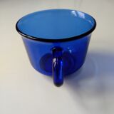 Set of 6 vintage arcoroc transparent Indigo blue glass cups