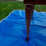 Dining table with 2 extensions, marquetry veneer.