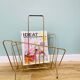Asymmetrical gold metal magazine rack – 1960s