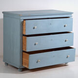 Antique painted pine chest of drawers – European rustic blue chest of drawers – circa 1900