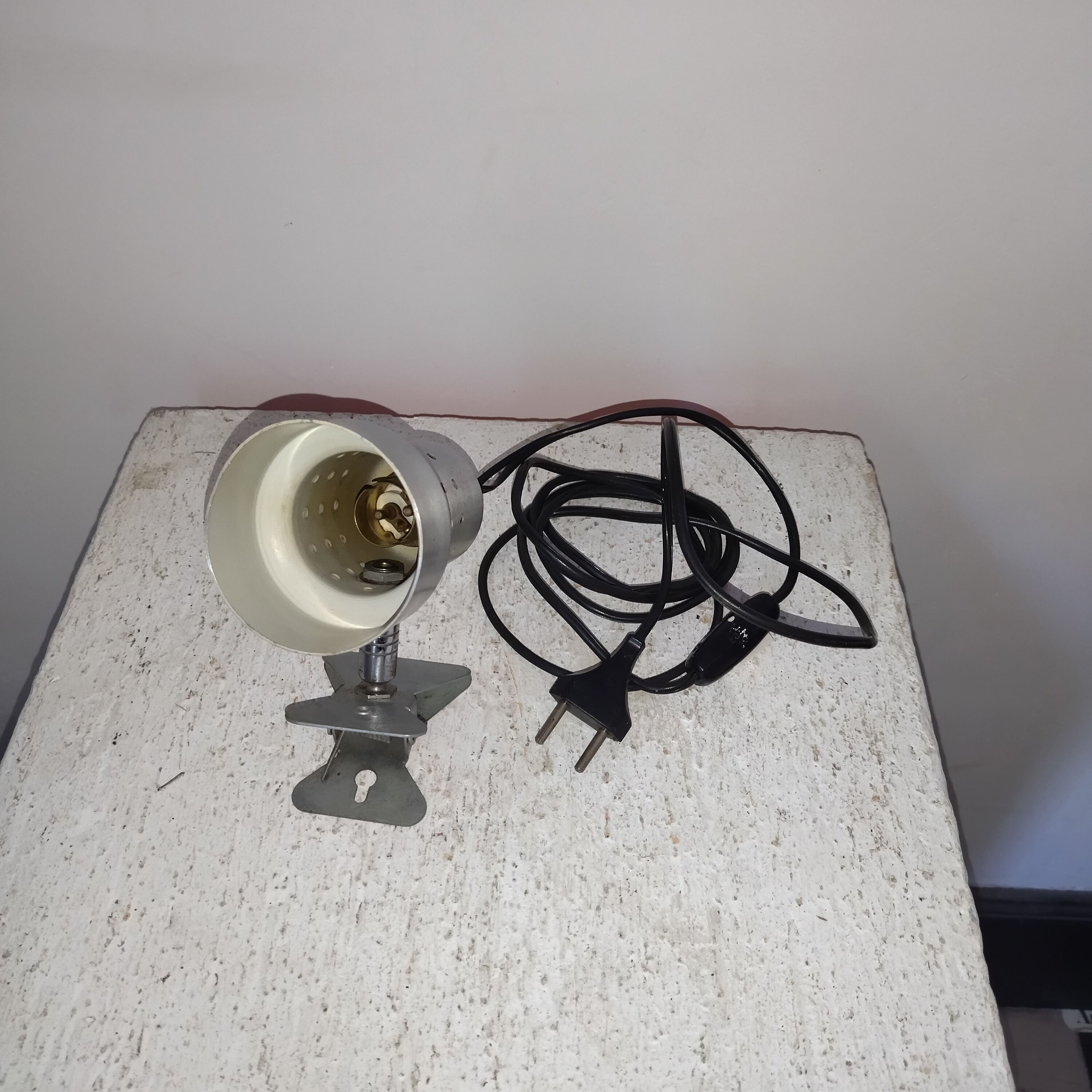 Spot lamp with brushed metal clamp 70's