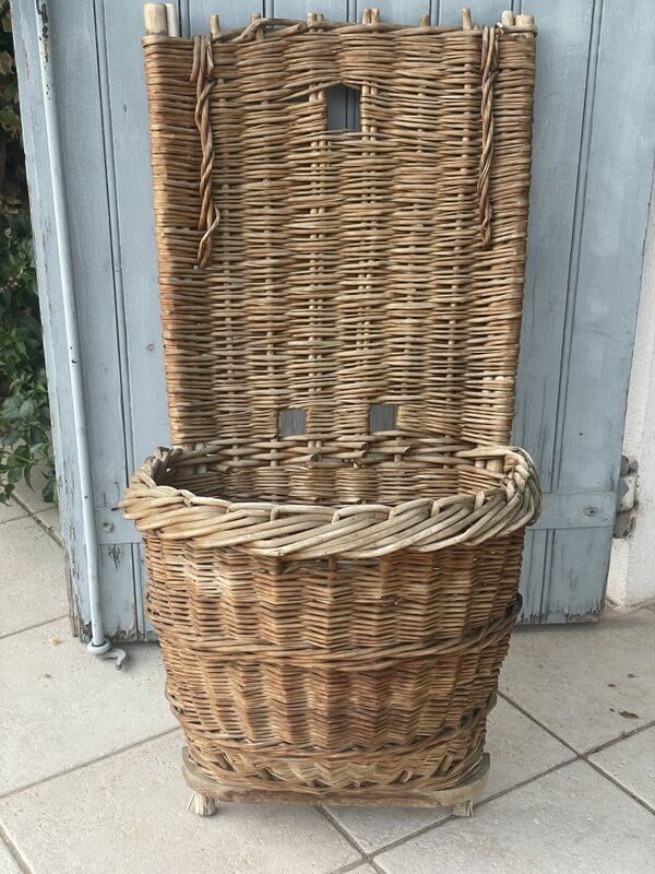 Old wicker harvest hood basket