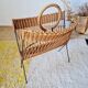 Vintage wicker and metal magazine rack
