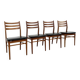 Set of 4 Scandinavian beech and faux leather chairs from the 60s.