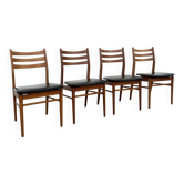 Set of 4 Scandinavian beech and faux leather chairs from the 60s.