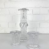 Glass candlesticks, Göran Wärff for Kosta Boda, Sweden, 1970s, set of 3