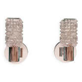 Paire d'appliques murales inox verre minimaliste 1970 seventies luminaire ancien transparent
