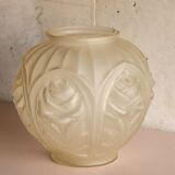 Art deco glass ball vase with roses