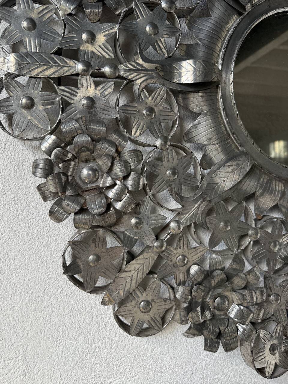 Vintage Mexican metal large mirror