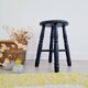 Antique black wooden stool, renovated
