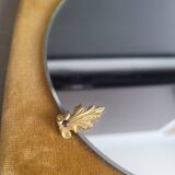 Miroir ancien avec cadre en velours moutarde