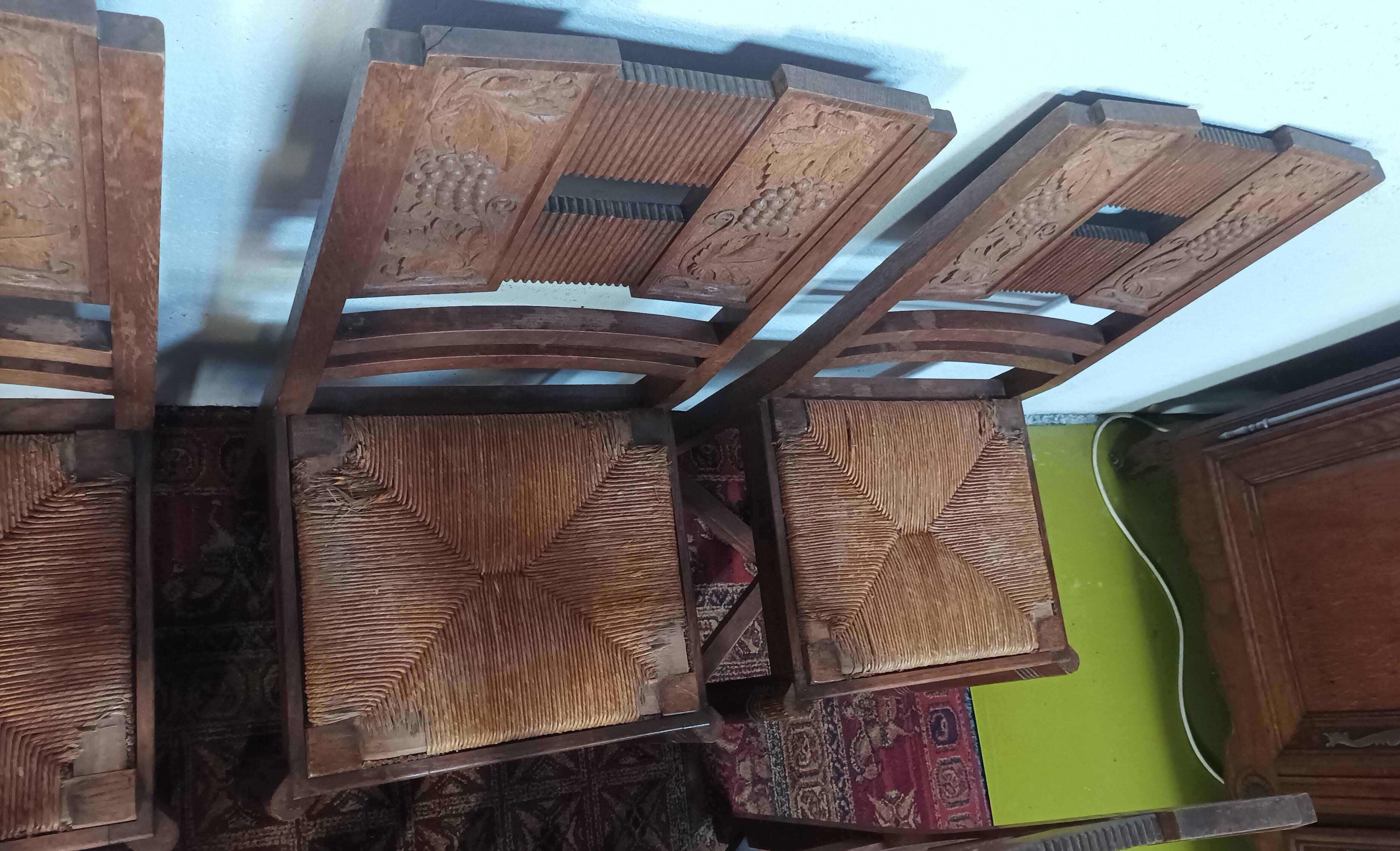 Set of 6 Art Deco oak chairs