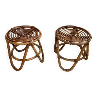 Pair of rattan stools