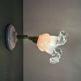 Vintage pink and clear glass tulip wall light.
