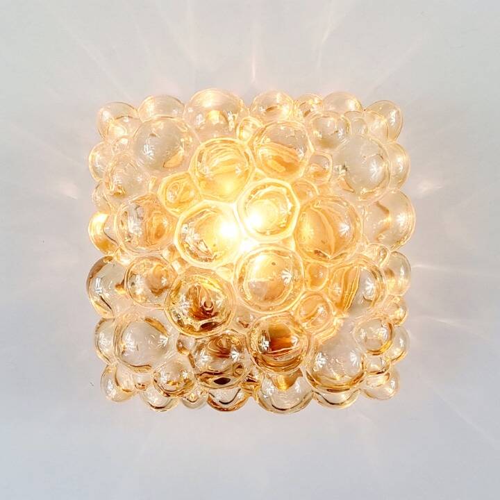 Mid-Century Amber Bubble Glass Wall Light or Flush Mount by Helena Tynell for Limburg, Germany, 1970