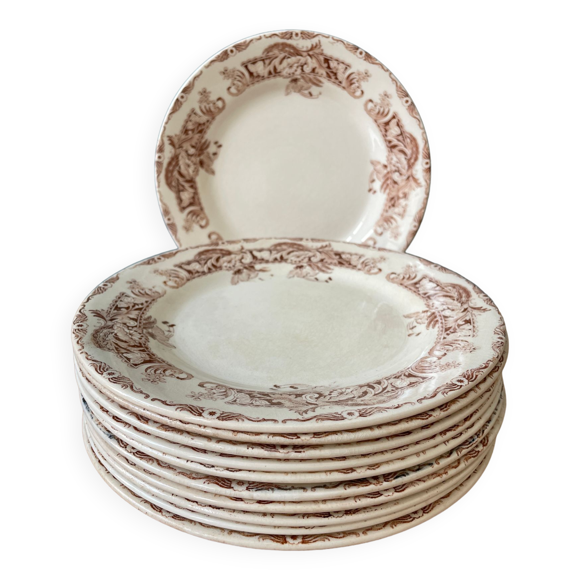 Series of 11 plates Creil and Montereau, Ceylon service
