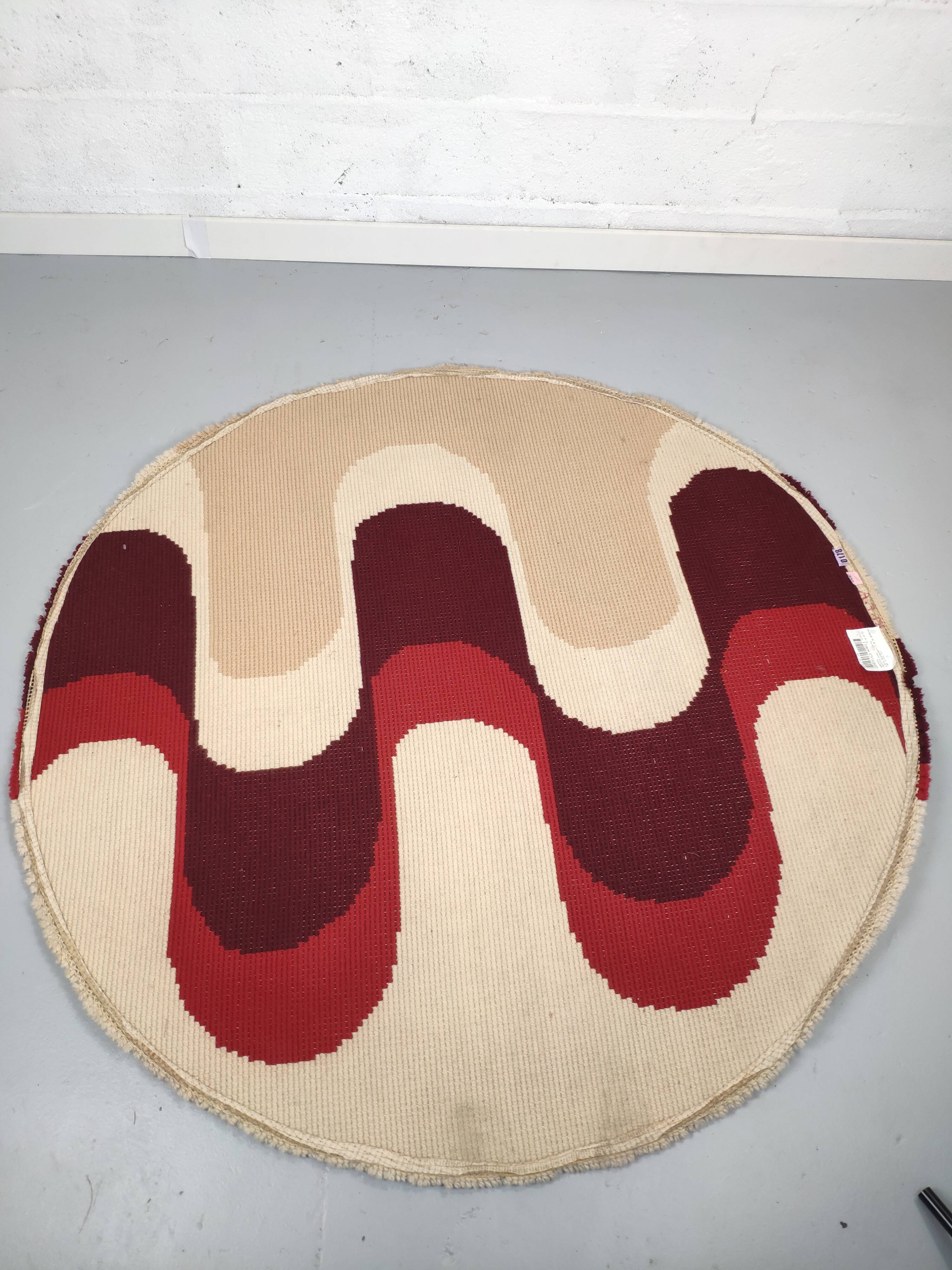 Round carpet in circa wool 70 psychedelic 150cm