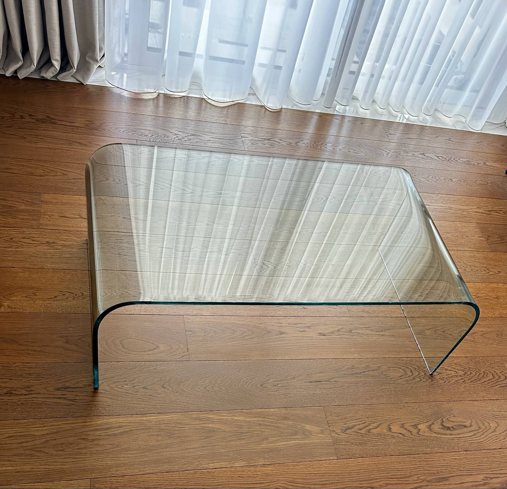 Table basse en verre courbé 12 mm, 110 × 60 cm