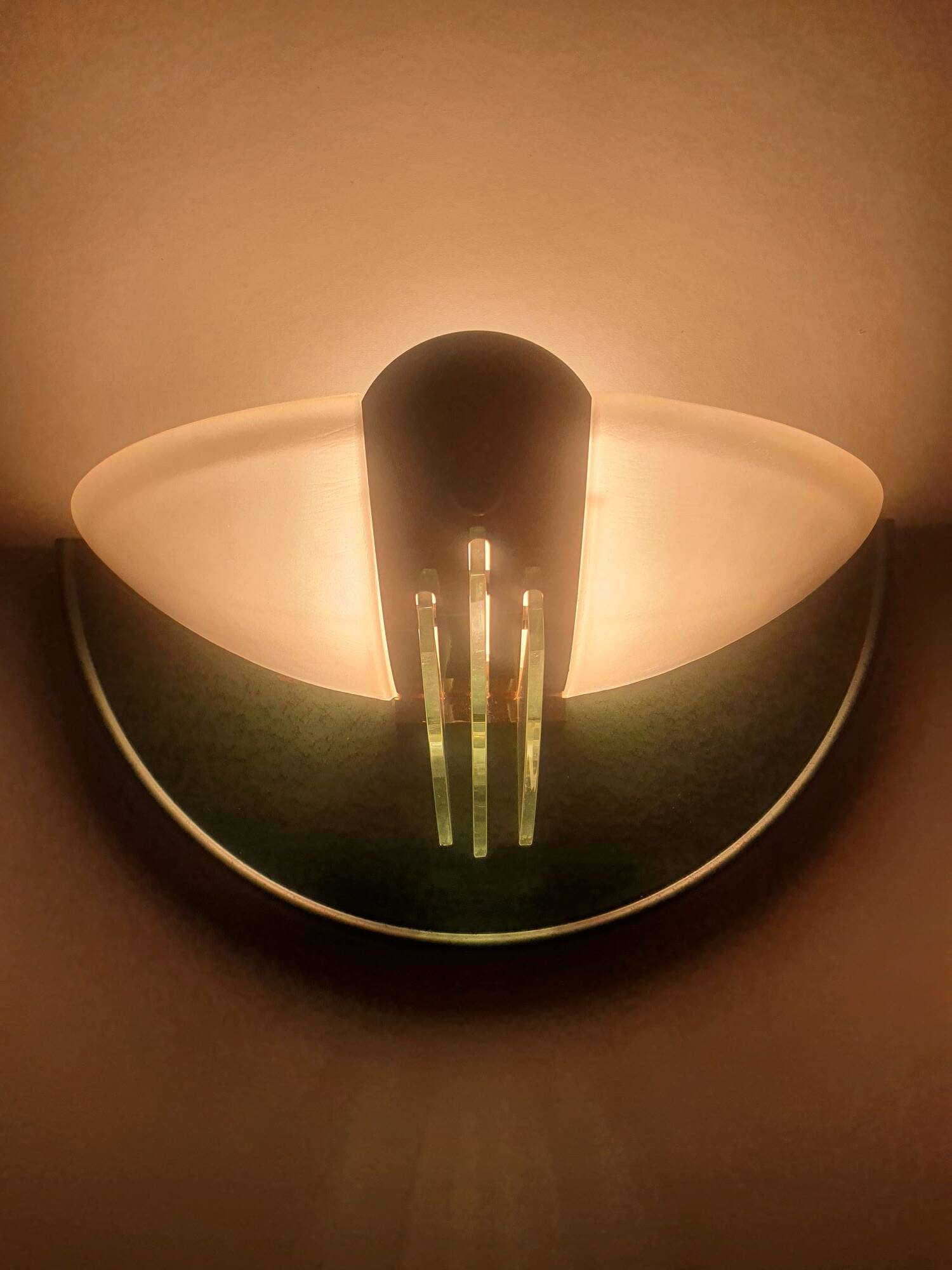 Pair of vintage gold half-moon wall sconces