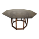 Bamboo-style wooden table with smoked glass top, 1970s