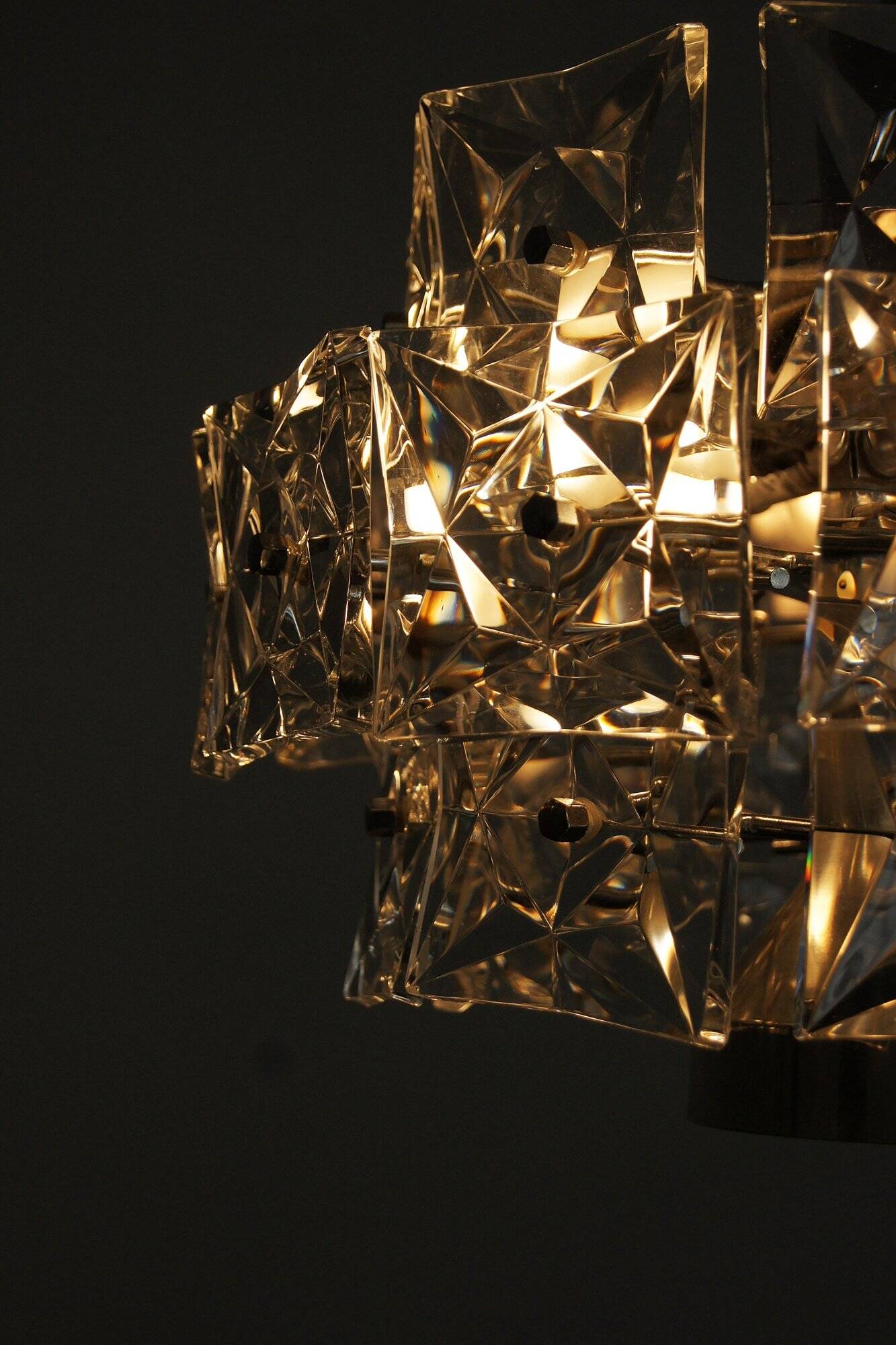 German Chromed Chandelier with Crystals from Kinkeldey, 1960s
