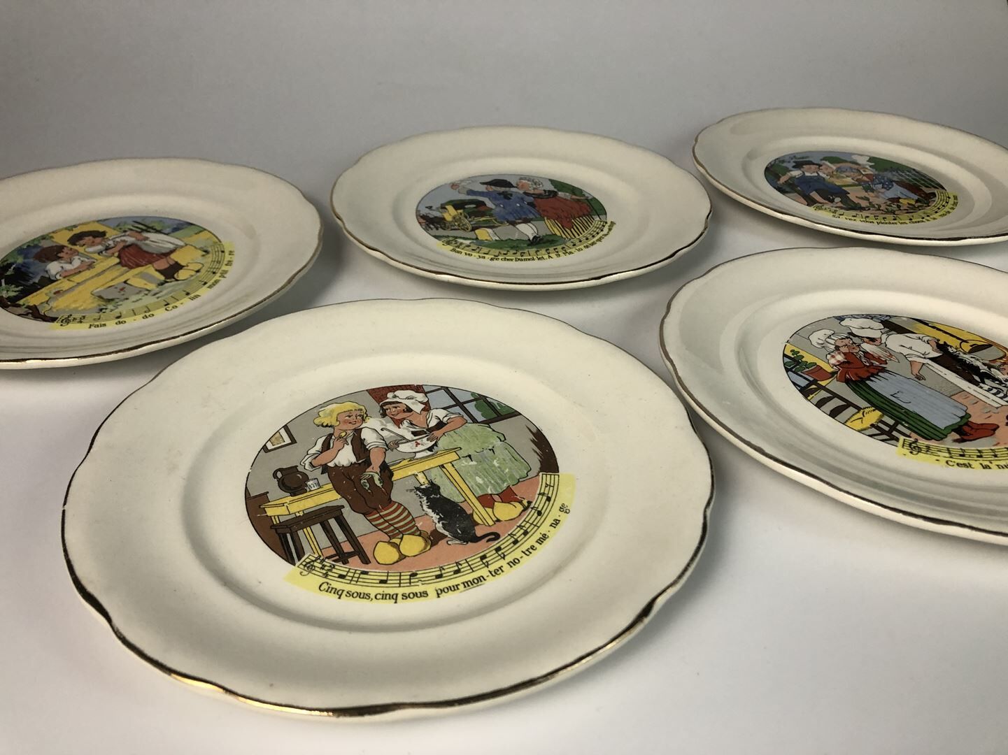 5 Digoin plates children's nursery rhymes