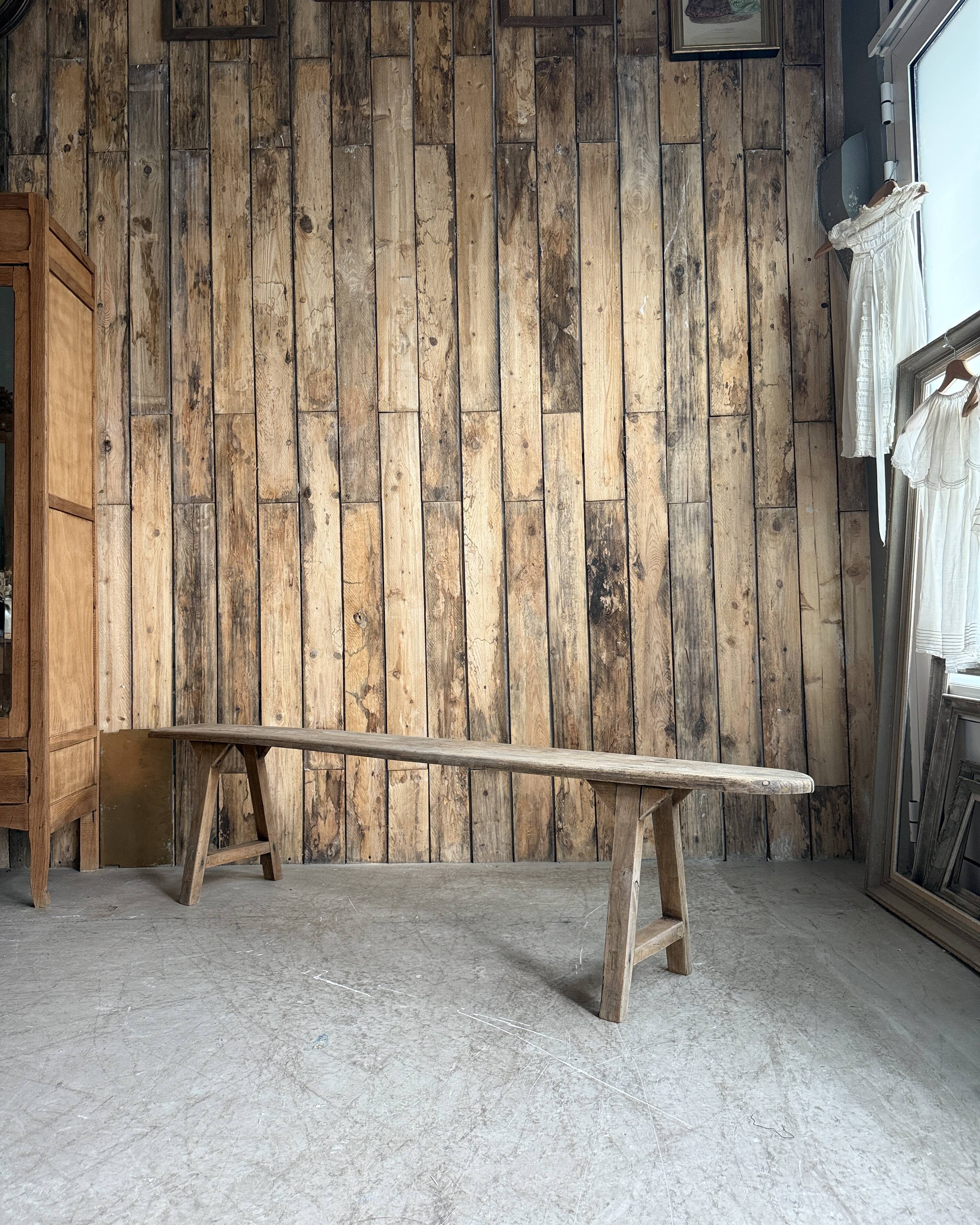 Old farmhouse bench in solid pine