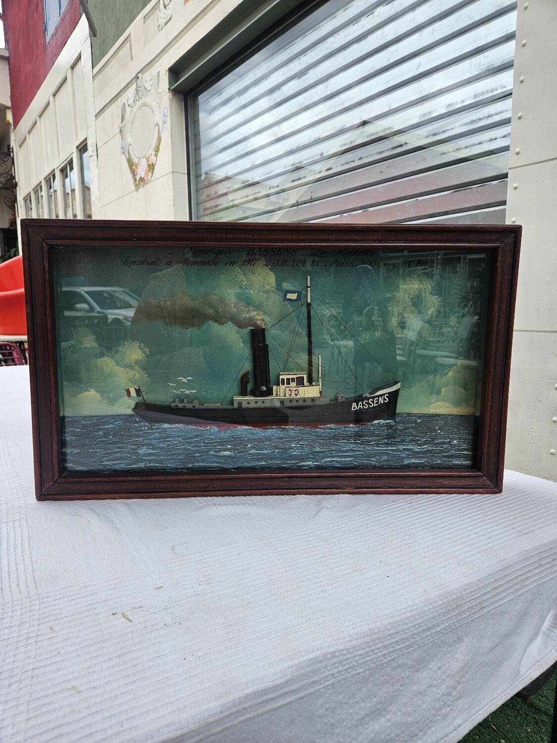 Old Diorama of the Bassens Tugboat in La Rochelle in 1917