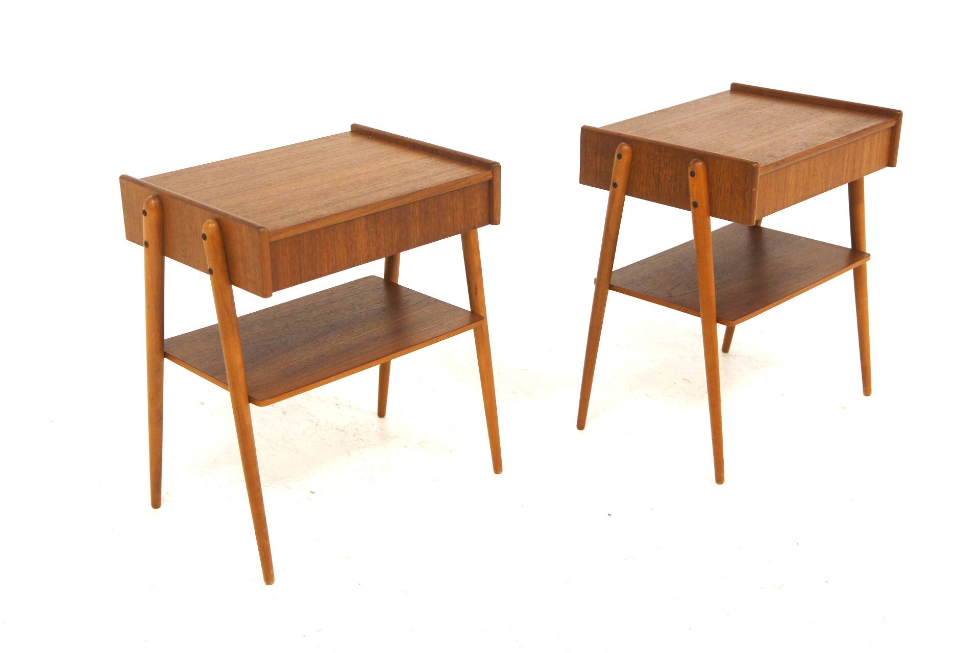 Set of 2 Scandinavian teak bedside tables, Carlström, Sweden, 1960