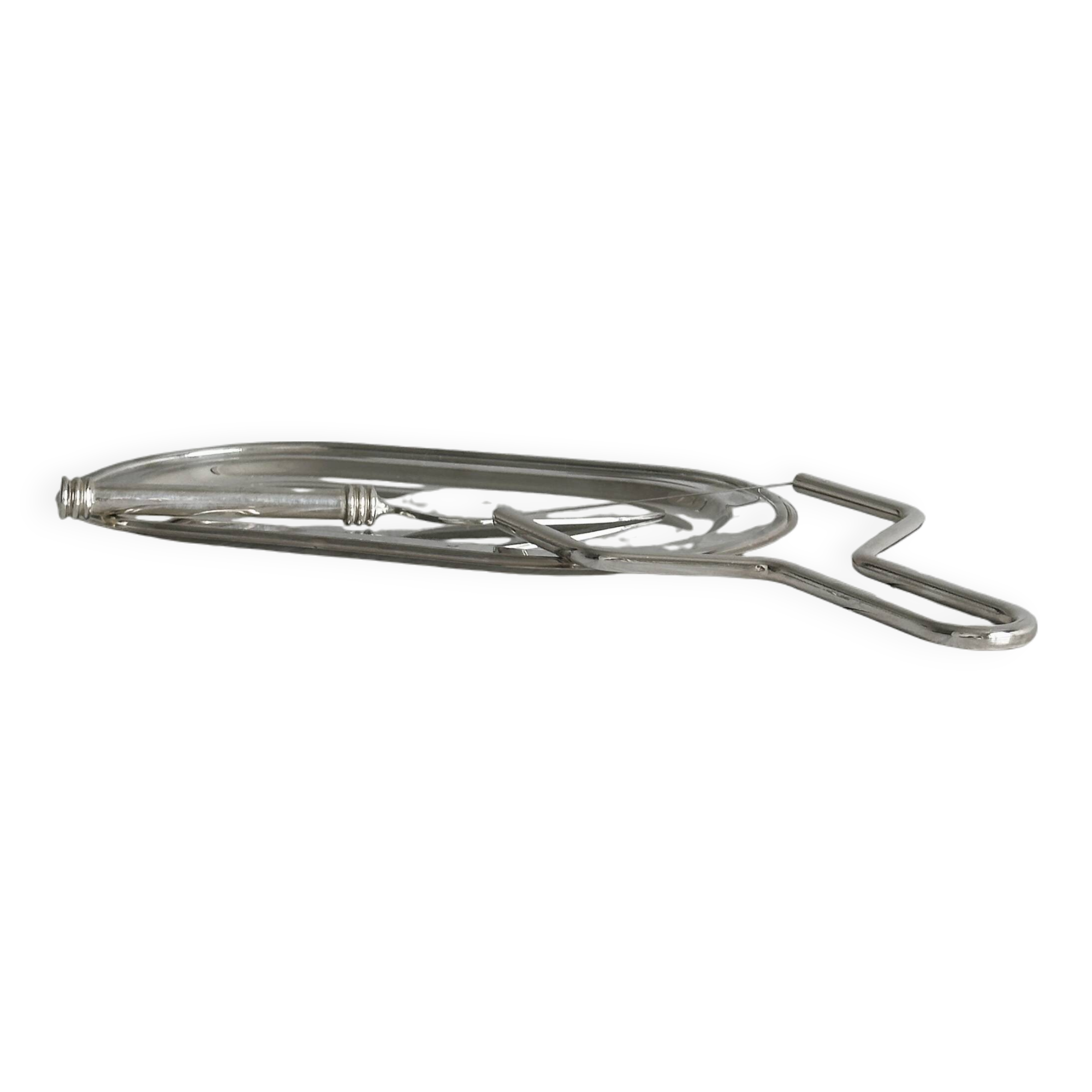 Foie gras set in shiny silver metal