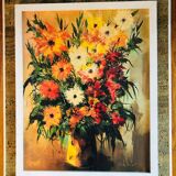 Oil on canvas: still life with flowers