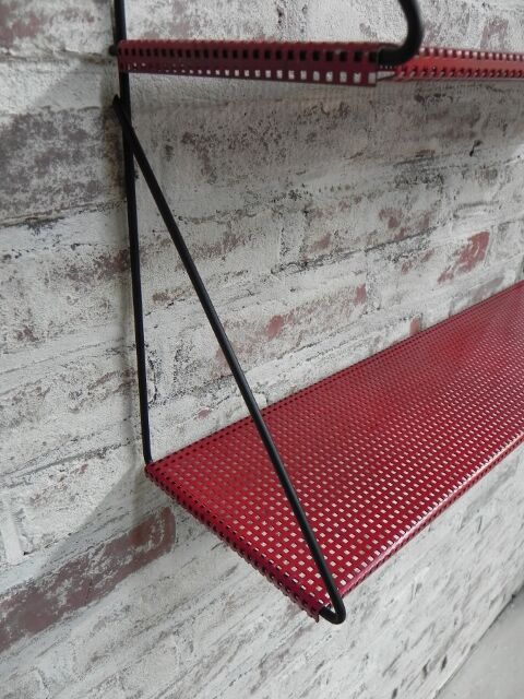 Steel wall rack with 2 shelves by Tjerk Reijenga perforated for Pilastro